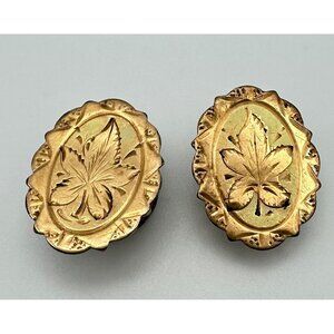 Antique Victorian rose gold filled etched leaf oval cufflink cuff links buttons